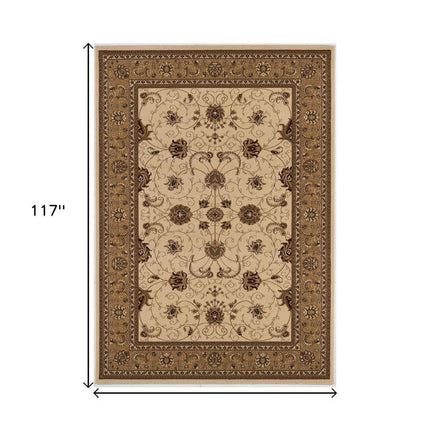 10' X 13' Beige and Brown Oriental Washable Non Skid Area Rug HomeRoots