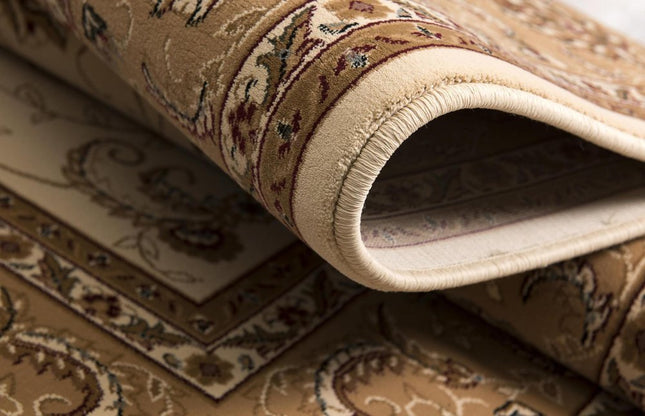 10' X 13' Beige and Brown Oriental Washable Non Skid Area Rug HomeRoots