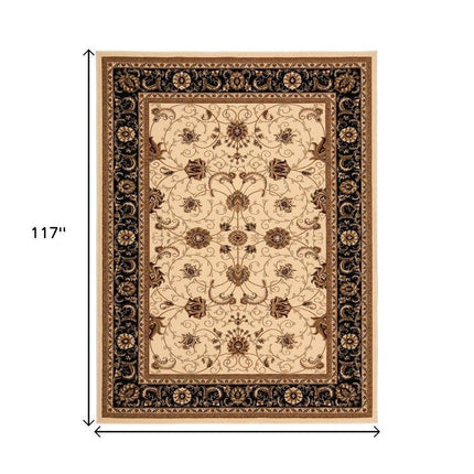 10' X 13' Black and Tan Oriental Washable Non Skid Area Rug HomeRoots