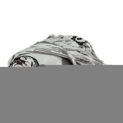 52" X 67" Ivory and Gray Woven Cotton Coastal Seashell Throw Blanket with Fringe HomeRoots