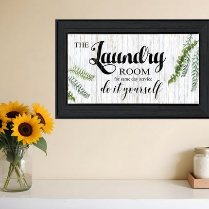 The Laundry Room Same Day Service Black Framed Print Laundry Wall Art HomeRoots