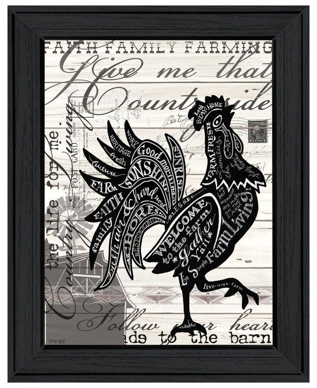 WELCOME TO THE FARM CHICKEN Black Framed Print Wall Art HomeRoots