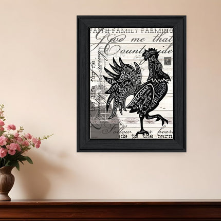 WELCOME TO THE FARM CHICKEN Black Framed Print Wall Art HomeRoots