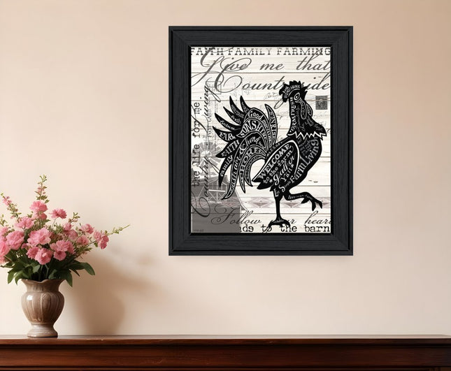 WELCOME TO THE FARM CHICKEN Black Framed Print Wall Art HomeRoots