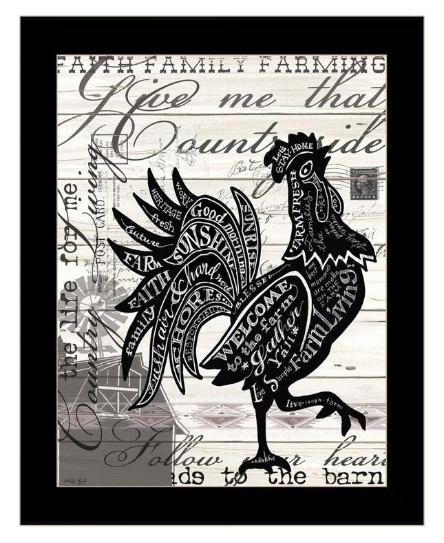 WELCOME TO THE FARM CHICKEN Black Framed Print Wall Art HomeRoots