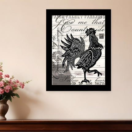 WELCOME TO THE FARM CHICKEN Black Framed Print Wall Art HomeRoots