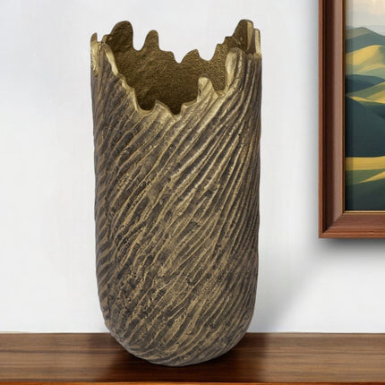 17" Gold Abstract Aluminum Table Vase HomeRoots