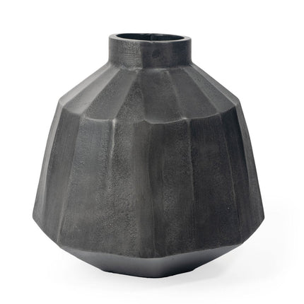 11" Gray Geometric Round Aluminum Table Vase HomeRoots