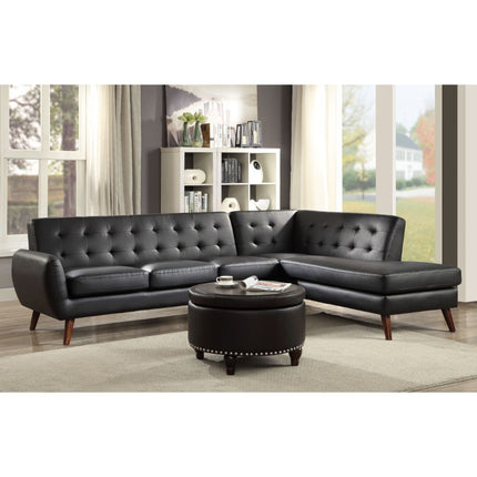 ACME 53040 Essick II Sectional Sofa, Black PU (1Set/2Ctn)