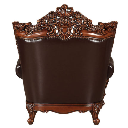 ACME 53072 Forsythia Chair with 1 Pillow, Espresso Top Grain Leather Match & Walnut (1Set/2Ctn)
