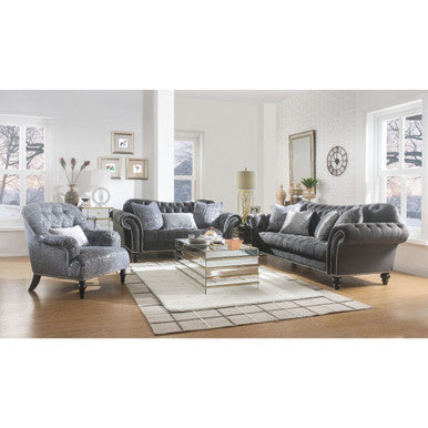 ACME 53090 Gaura Sofa with 4 Pillows, Dark Gray Velvet ACME Furniture