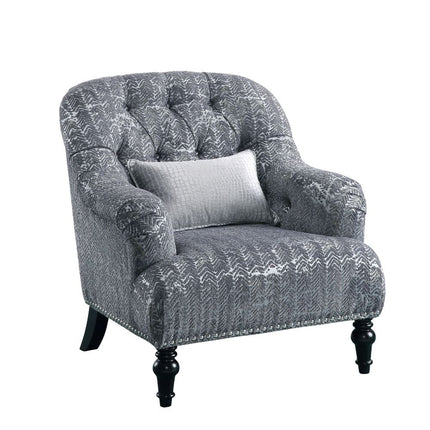 ACME 53092 Gaura Chair with 1 Pillow, Pattern Gray Velvet