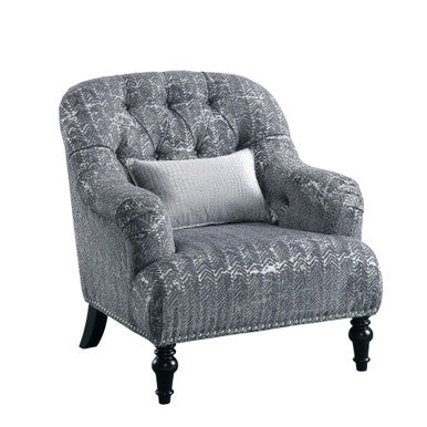 ACME 53092 Gaura Chair with 1 Pillow, Pattern Gray Velvet ACME Furniture