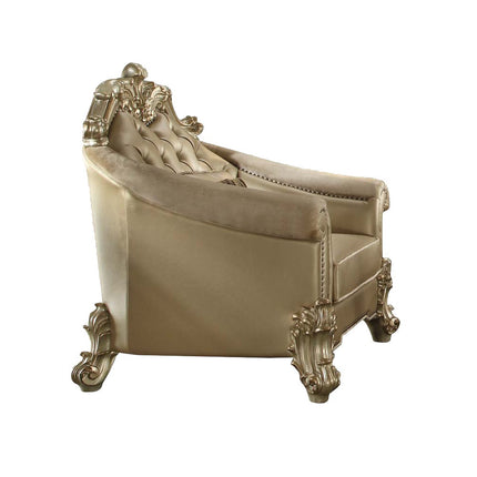 ACME 53122 Vendome II Chair with 1 Pillow, Bone PU & Gold Patina