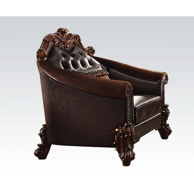 ACME 53132 Vendome II Chair with 1 Pillow, 2-Tone Dark Brown PU & Cherry ACME Furniture