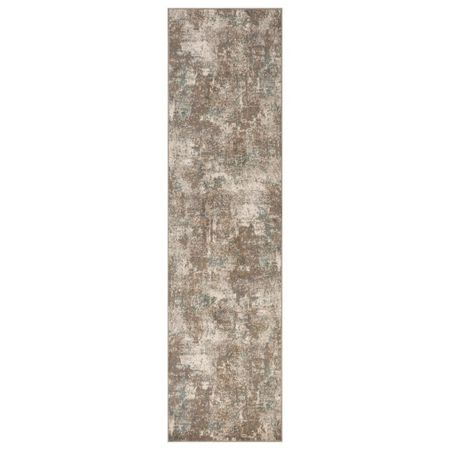 10' Ivory Brown And Green Abstract Runner Rug HomeRoots