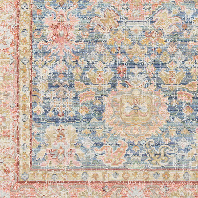 9' X 13' Coral And Blue Oriental Area Rug HomeRoots