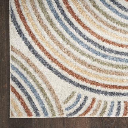 10' Blue And Ivory Abstract Washable Runner Rug HomeRoots