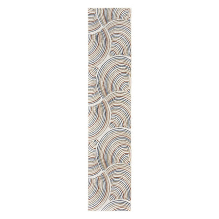 10' Blue And Ivory Abstract Washable Runner Rug HomeRoots