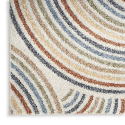 10' Blue And Ivory Abstract Washable Runner Rug HomeRoots