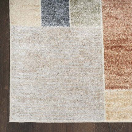10' Blue And Green Geometric Washable Runner Rug HomeRoots