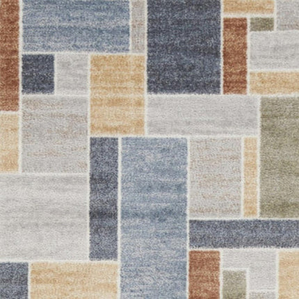 10' Blue And Green Geometric Washable Runner Rug HomeRoots