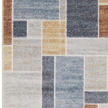 10' Blue And Green Geometric Washable Runner Rug HomeRoots