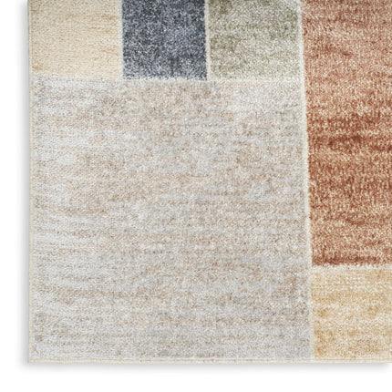 10' Blue And Green Geometric Washable Runner Rug HomeRoots