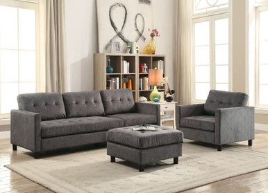 ACME 53315 Ceasar Sectional Sofa & Reversible Ottoman, Gray Fabric (1Set/2Ctn) ACME Furniture