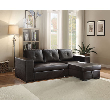 ACME 53345 Lloyd Sectional Sofa with Sleeper, Black PU (1Set/2Ctn)
