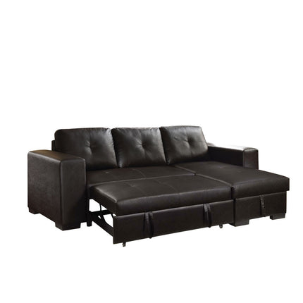 ACME 53345 Lloyd Sectional Sofa with Sleeper, Black PU (1Set/2Ctn)