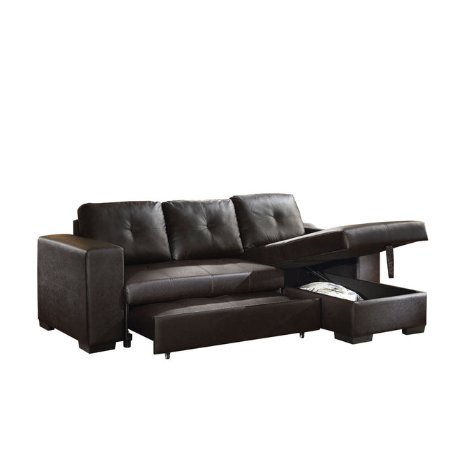 ACME 53345 Lloyd Sectional Sofa with Sleeper, Black PU (1Set/2Ctn)