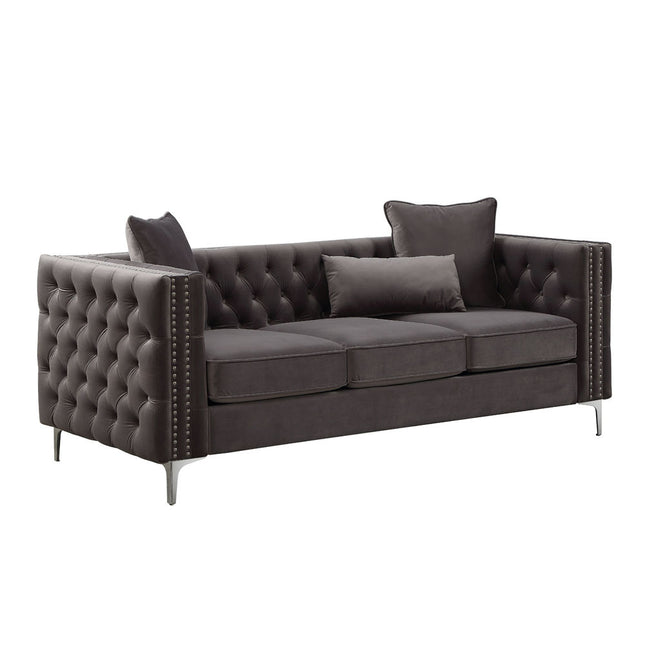 ACME 53385 Gillian II Sofa with 3 Pillows, Dark Gray Velvet (1Set/3Ctn)