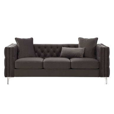ACME 53385 Gillian II Sofa with 3 Pillows, Dark Gray Velvet (1Set/3Ctn) ACME Furniture
