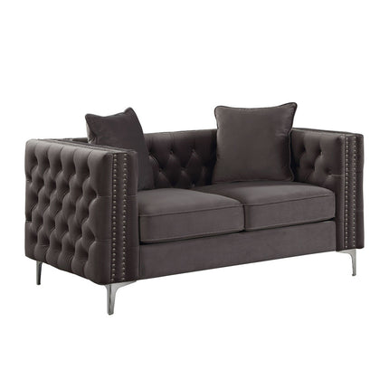 ACME 53388 Gillian II Loveseat with 2 Pillows, Dark Gray Velvet (1Set/2Ctn)