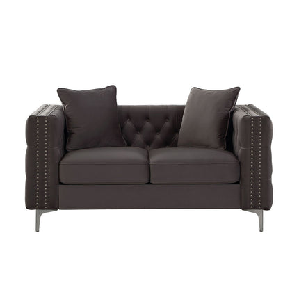 ACME 53388 Gillian II Loveseat with 2 Pillows, Dark Gray Velvet (1Set/2Ctn)