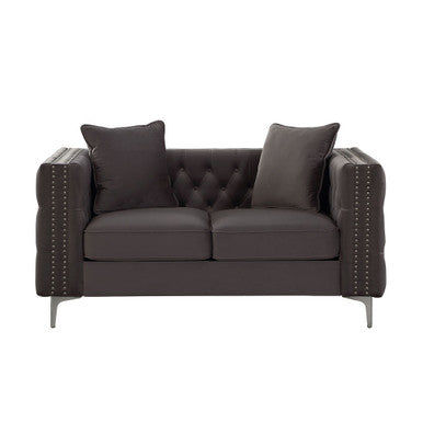 ACME 53388 Gillian II Loveseat with 2 Pillows, Dark Gray Velvet (1Set/2Ctn) ACME Furniture