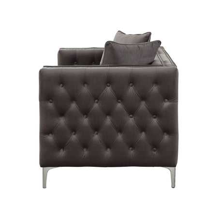 ACME 53388 Gillian II Loveseat with 2 Pillows, Dark Gray Velvet (1Set/2Ctn)