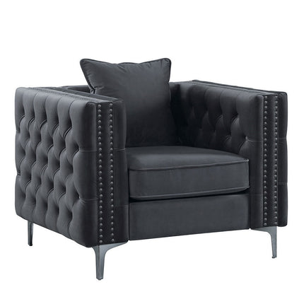 ACME 53389 Gillian II Chair with 1 Pillow, Dark Gray Velvet (1Set/2Ctn)