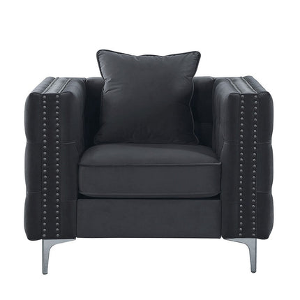 ACME 53389 Gillian II Chair with 1 Pillow, Dark Gray Velvet (1Set/2Ctn)