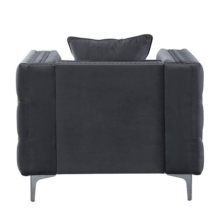 ACME 53389 Gillian II Chair with 1 Pillow, Dark Gray Velvet (1Set/2Ctn)