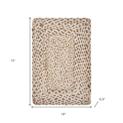 19" Set of Four Ivory And Natural Jute Placemats HomeRoots