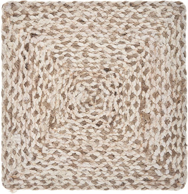 15" Set of Four Ivory And Natural Jute Square Placemats