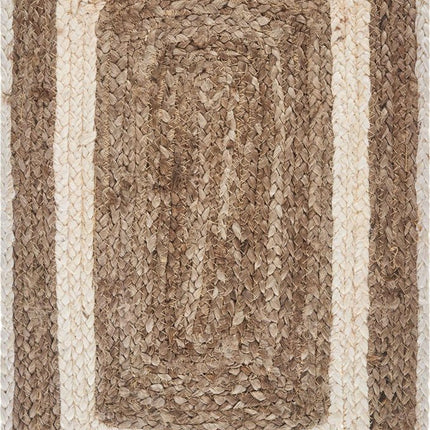 19" Set of Four Natural And Ivory Geometric Braided Jute Placemats