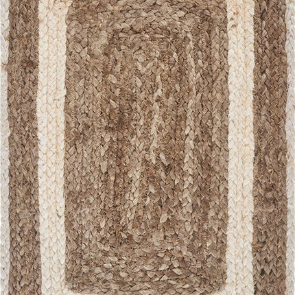 19" Set of Four Natural And Ivory Geometric Braided Jute Placemats HomeRoots