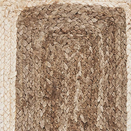 19" Set of Four Natural And Ivory Geometric Braided Jute Placemats