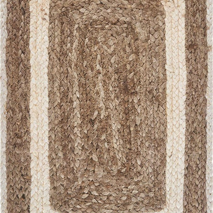 19" Set of Four Natural And Ivory Geometric Braided Jute Placemats HomeRoots