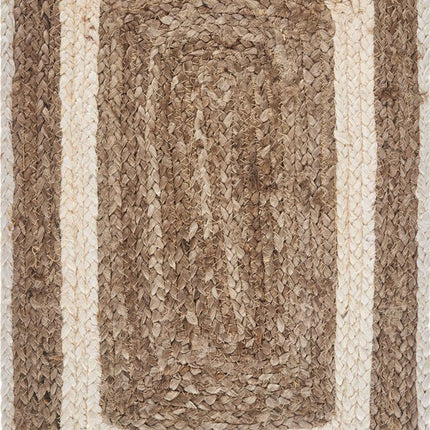 19" Set of Four Natural And Ivory Geometric Braided Jute Placemats HomeRoots