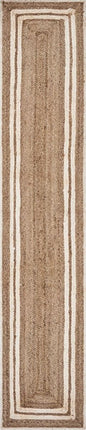 80" Natural And Cream Geometric Bordered Jute Table Runner HomeRoots