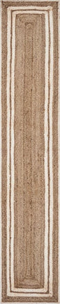 80" Natural And Cream Geometric Bordered Jute Table Runner HomeRoots